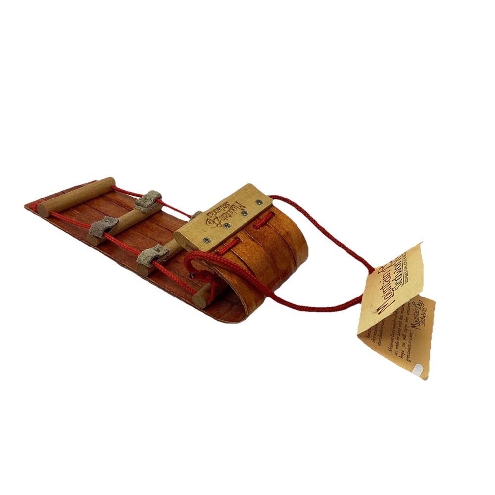 MOUNTAIN BOY SLEDWORKS Classic Toboggan Ornament - Handmade Wood 6" Colorado